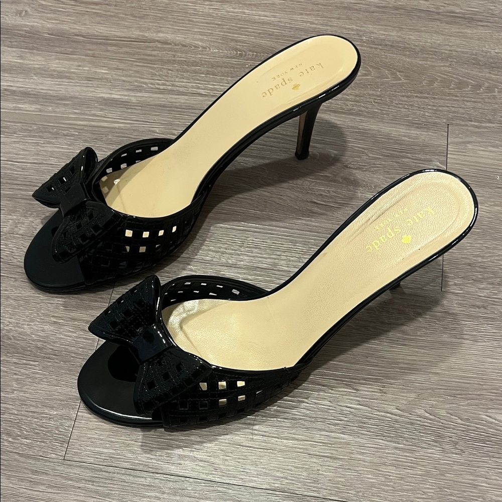 Kate Spade Black Open-Toe Heels with Bow